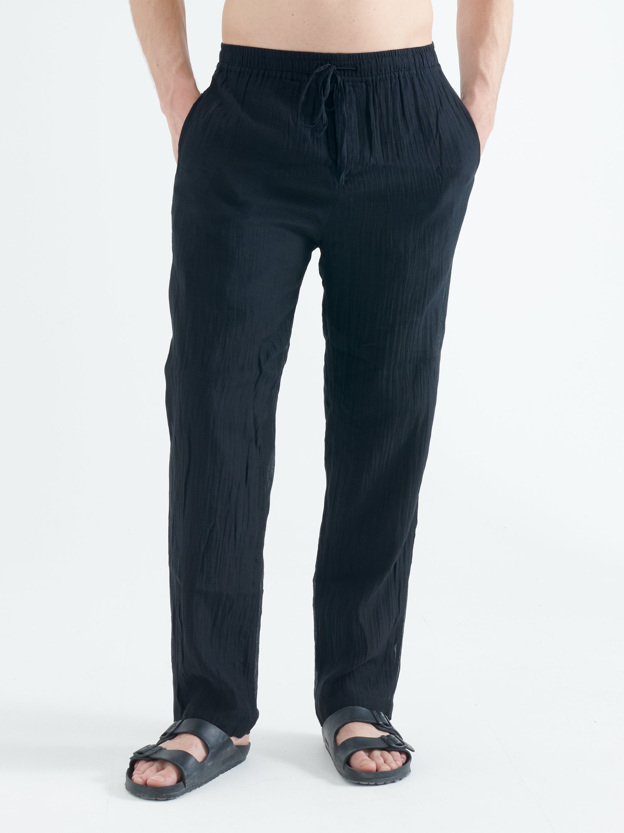 Malibu Cotton Silk Trousers in Black