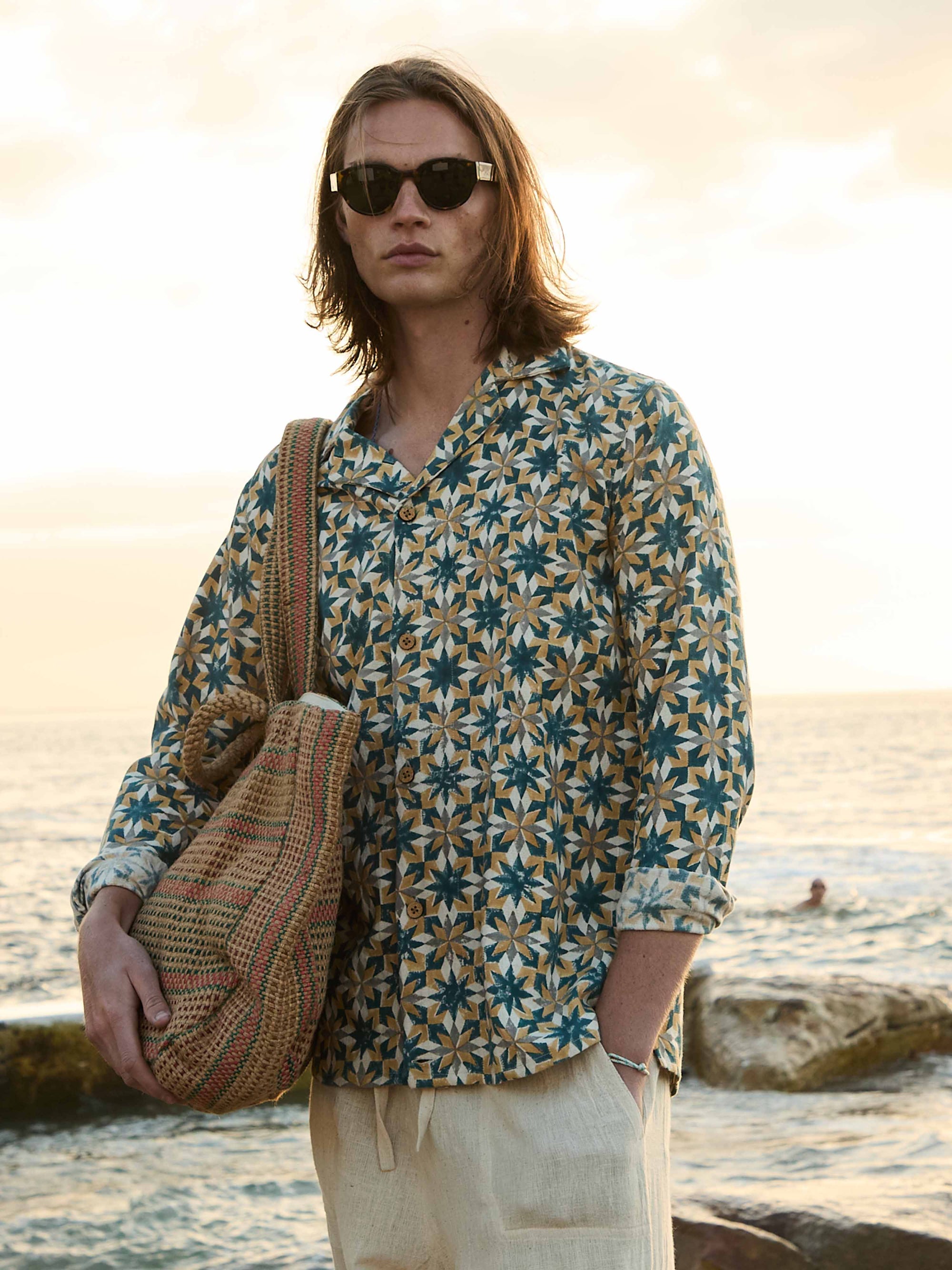 The Paloma long sleeve bowling mens resortwear shirt is an SMR Days classic that earns a place in every suitcase. 