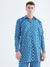 Agadir Cotton Shirt in Blue Block Geometric Print